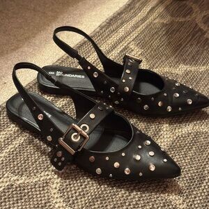 No Boundaries Black Studded Slingback Flats